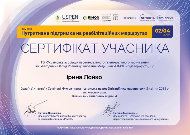 Файл:Ірина Лойко - Сертифікат 100066 - 02.04.2025. (Учасник).pdf